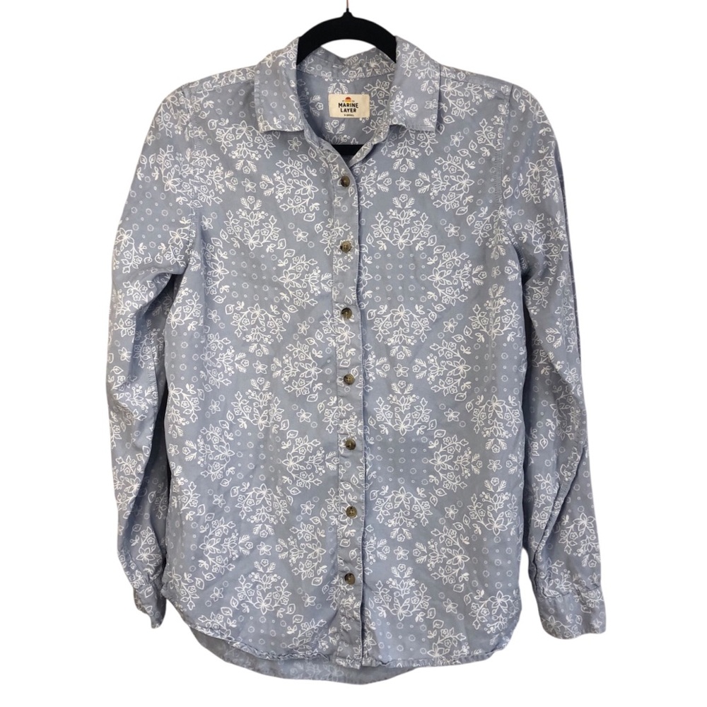 Marine Layer Blue Floral Lyocell Shirt